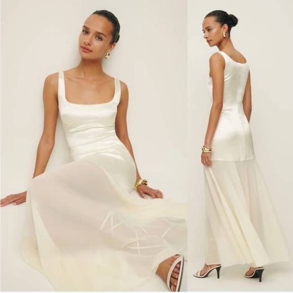 Reformation Dresses & Skirts - NEW NWT Reformation Zaire Silk Sleeveless Wedding Dress Ivory White